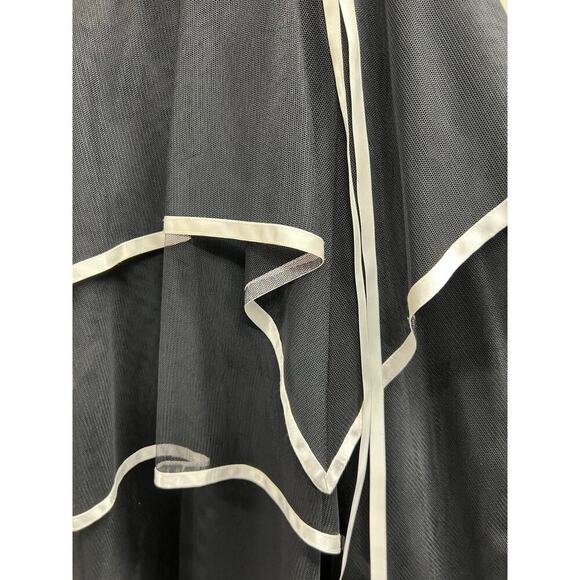 Blondie Nites VTG black white formal dress ruched bodice tier tulle skirt sz 3 - Picture 9 of 14